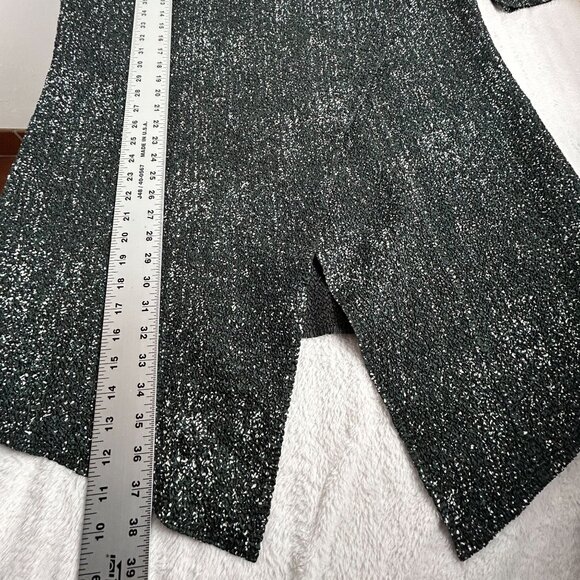 Chico’s Travelers Womens Textured Cardigan Size 2 Black Draped Open Front Jacket - Picture 8 of 8